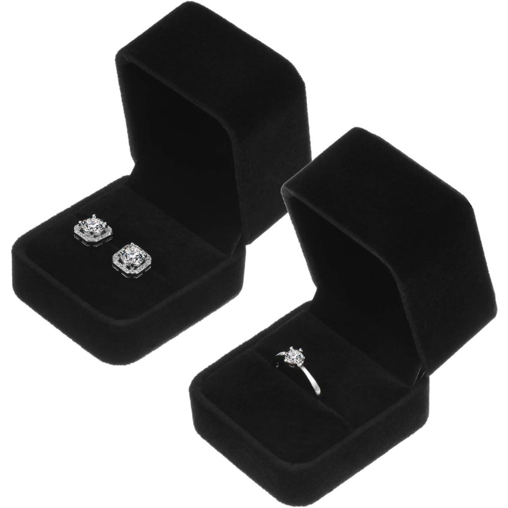 4pcs Ring Earring Box Set for Wedding and Engagement Gifts